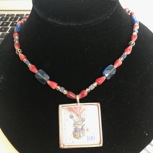 Deutsch hot air balloon stamp necklace - Beaded Chain